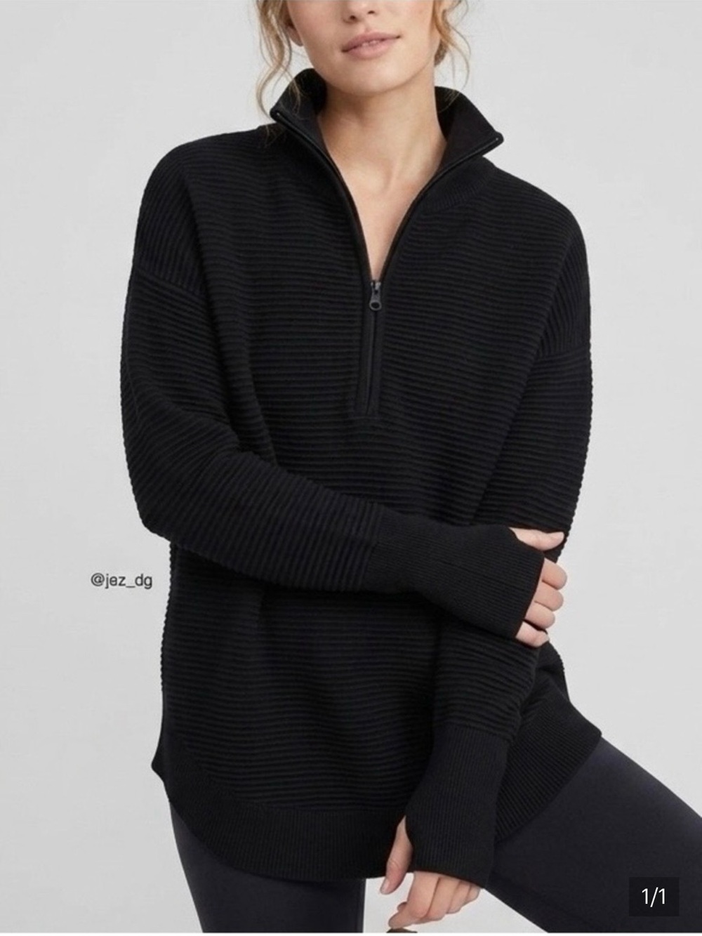 OFFLINE by Aerie Black Home Stretch Quarter Zip Sweater – Size XS